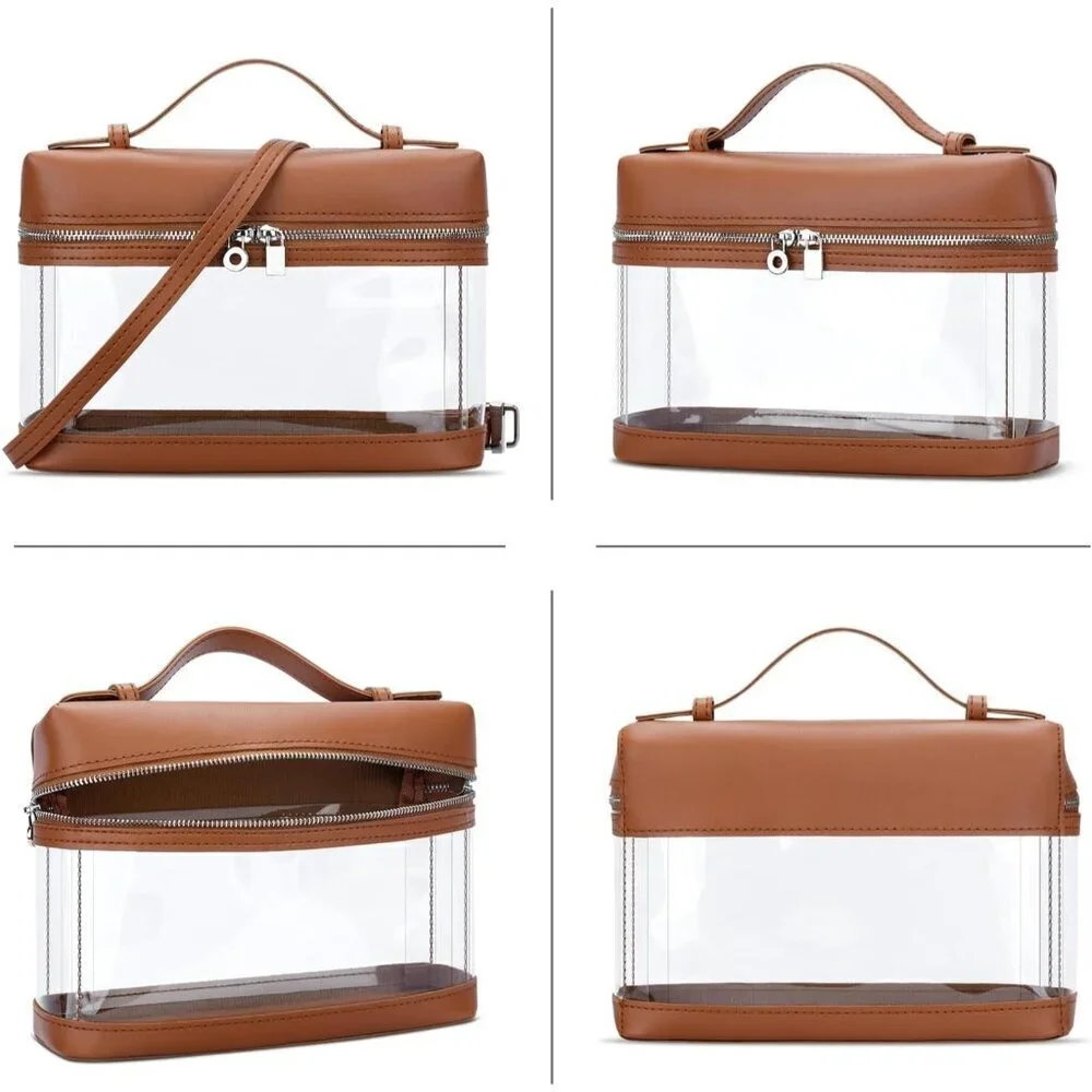 Clear Crossbody Bag Women Vegan Leather Stadium Approved for Concerts Sports
